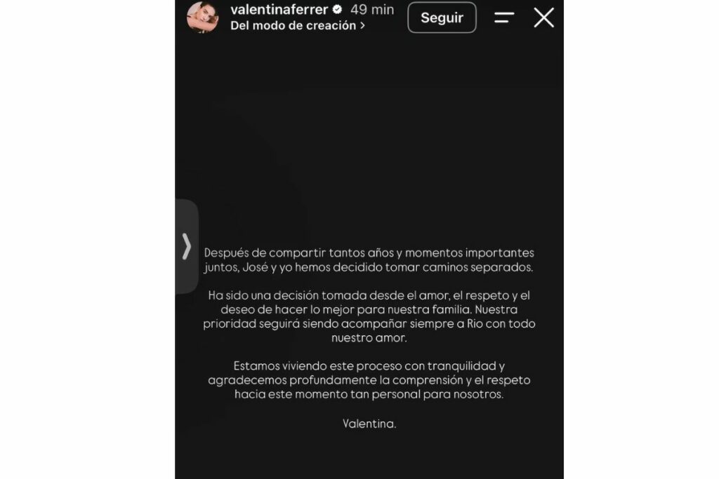 Valentina Ferrer confirma separación con J Balvin / IG: Valentina Ferrer