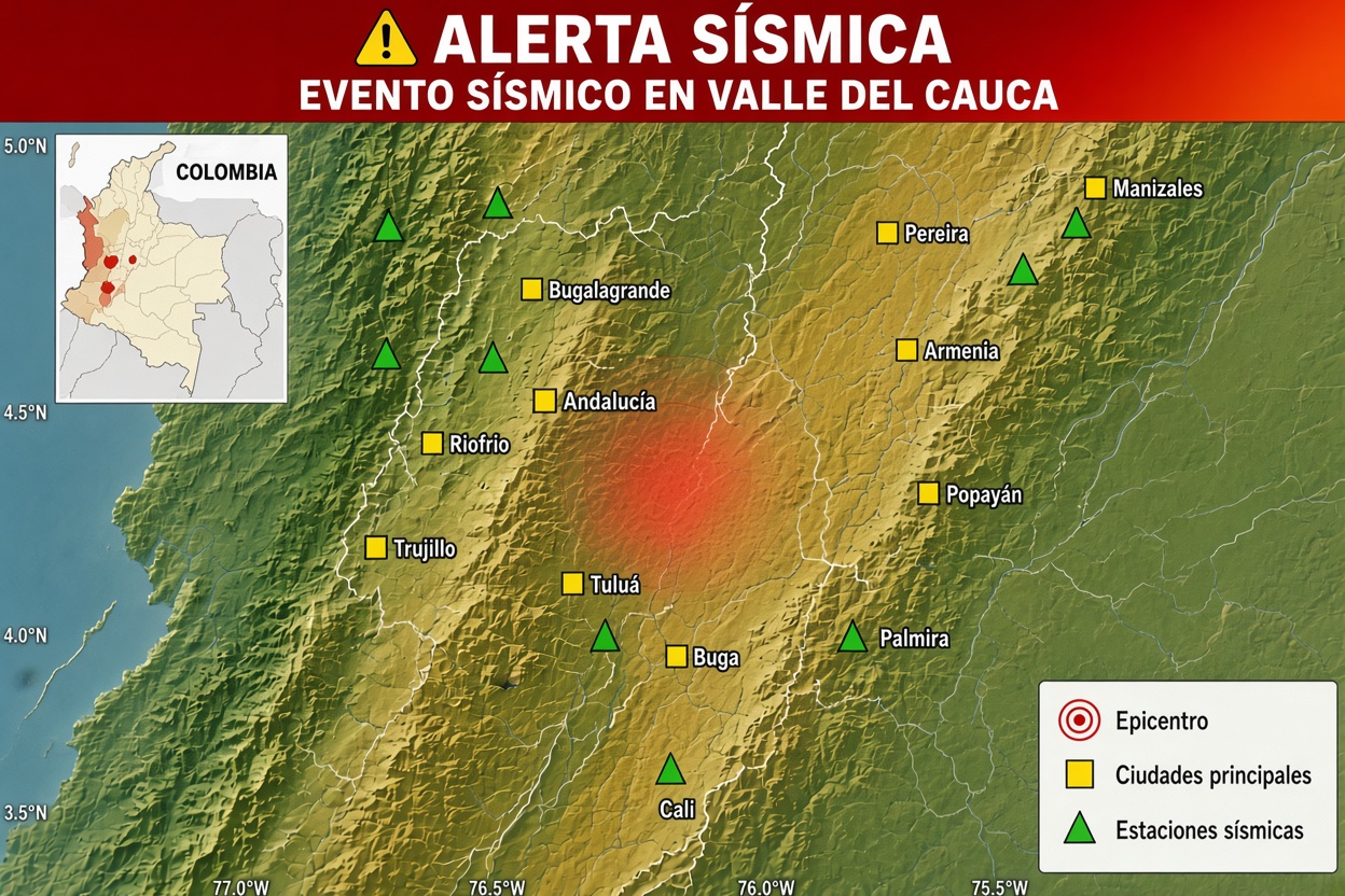 TEMBLOR EN COLOMBIA HOY: FUERTE SISMO SACUDIÓ AL VALLE