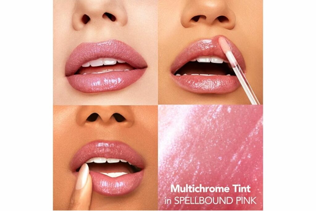 Buxom Plump Shot - Suero labial con infusión de colágeno en Spellbound Pink Multichrome + Plump Shot Péptidos de colágeno Plumping Cream Blush, rubor de crema a polvo, rubor en sombra rosa cosquillas / amazon