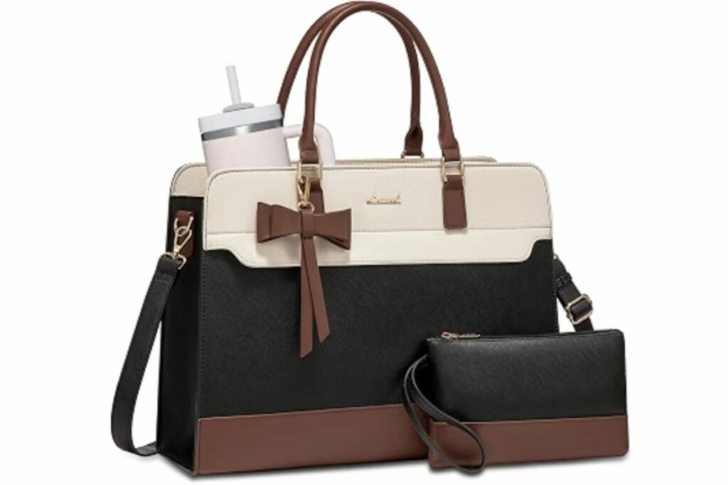 LOVEVOOK Bolsa Tote para Laptop para Mujeres, Bolsa de Trabajo de Cuero, Bolsa Impermeable para Maestras de Negocios, Bolso Grande para Computadora Cartera Maletín, Regalos de Oficina para Mujeres / Amazon