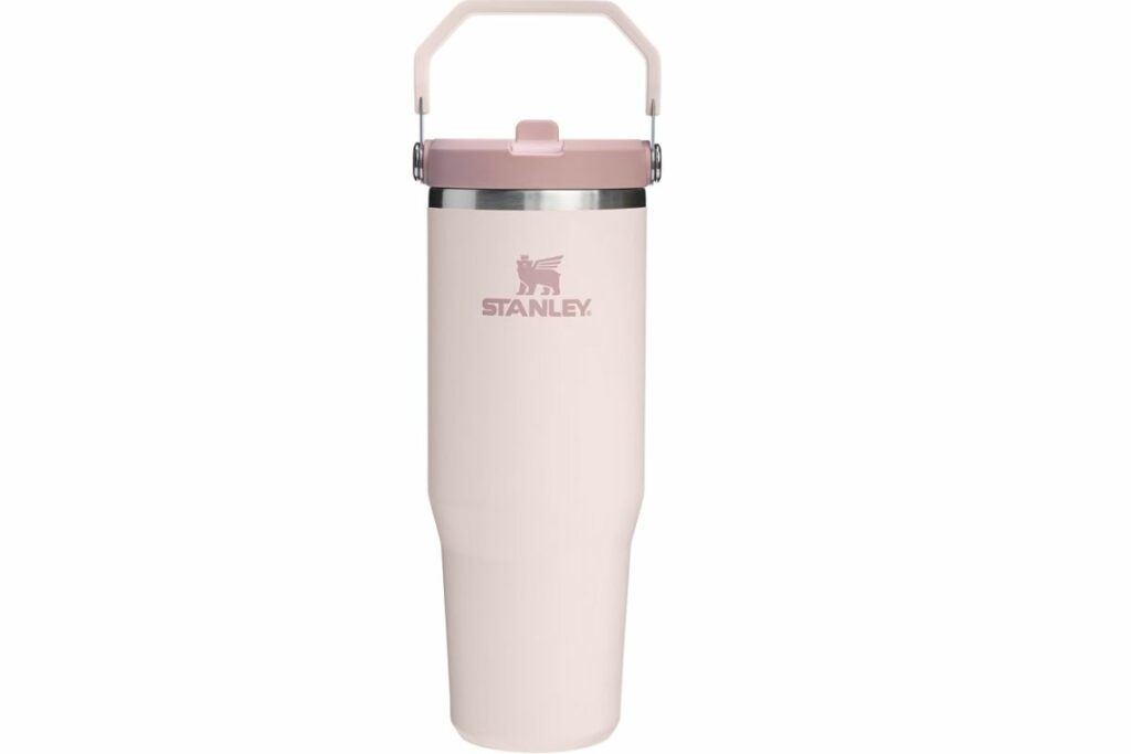 STANLEY IceFlow 2.0 - Vaso con pajilla abatible con asa, 30 onzas, tapa giratoria y popote abatible, botella de agua resistente a fugas, acero inoxidable aislado, sin BPA, cuarzo rosa / Amazon
