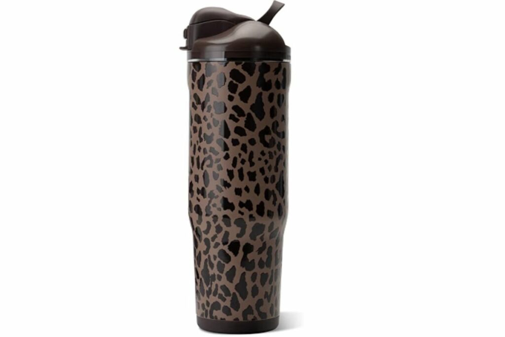 HydroJug Ease2o - Botella de agua aislada de 32 onzas, tapa con popote y para beber, leopardo marrón / Amazon