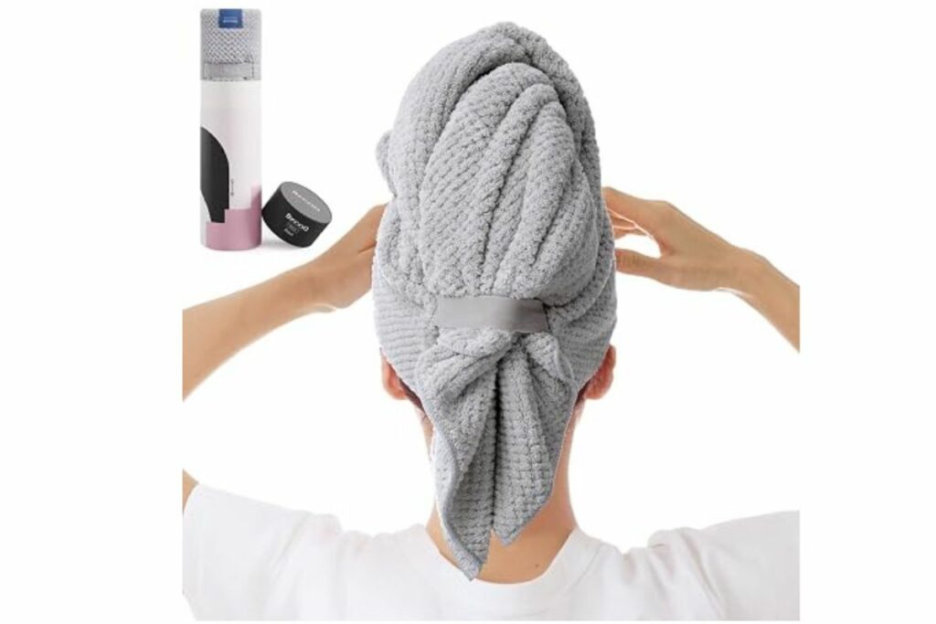 Toalla Grande de Microfibra para Envolver el Cabello para Mujeres, Toalla de Secado de Cabello Anti-Frizz con Correa Elástica, Secado Rápido | Súper Absorbente | Turbante de Secado Rápido / Amazon