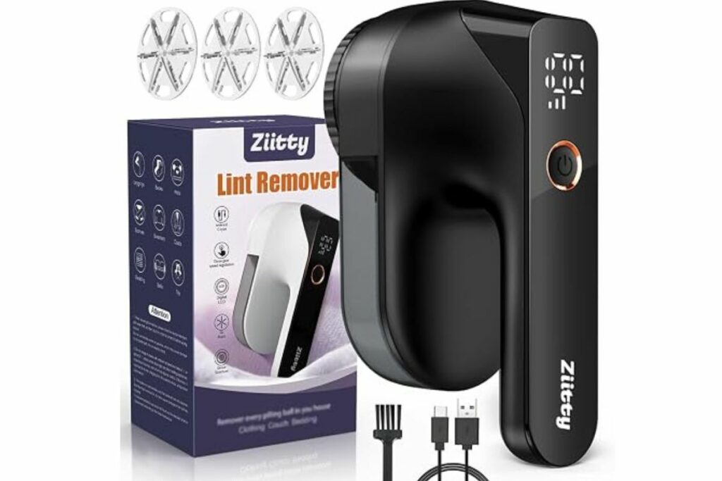 Afeitadora de tela - Removedor de pelusa para ropa, desfuzzer de suéter con pantalla LCD, 3 velocidades, 6 cuchillas, recargable tipo C, afeitadora de suéter para quitar pelusas / Amazon