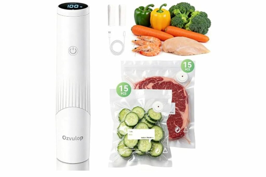 Sellador al vacío inteligente para alimentos con pantalla LED (máquina selladora al vacío + 30 bolsas reutilizables)  / Amazon