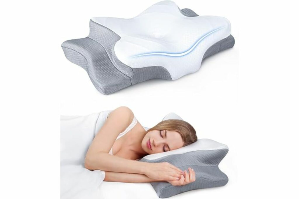 Almohada refrescante de alivio ultra del dolor para soporte del cuello, almohada cervical ajustable para dormir cómodamente, almohadas ergonómicas de espuma viscoelástica de contorno inodoras / Amazon
