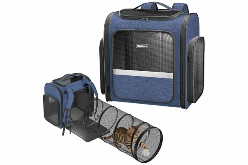 Mochila transportadora para gatos con túnel de juego desmontable, mochila túnel para gatos 2 en 1 adecuada para transportar y jugar / Amazon