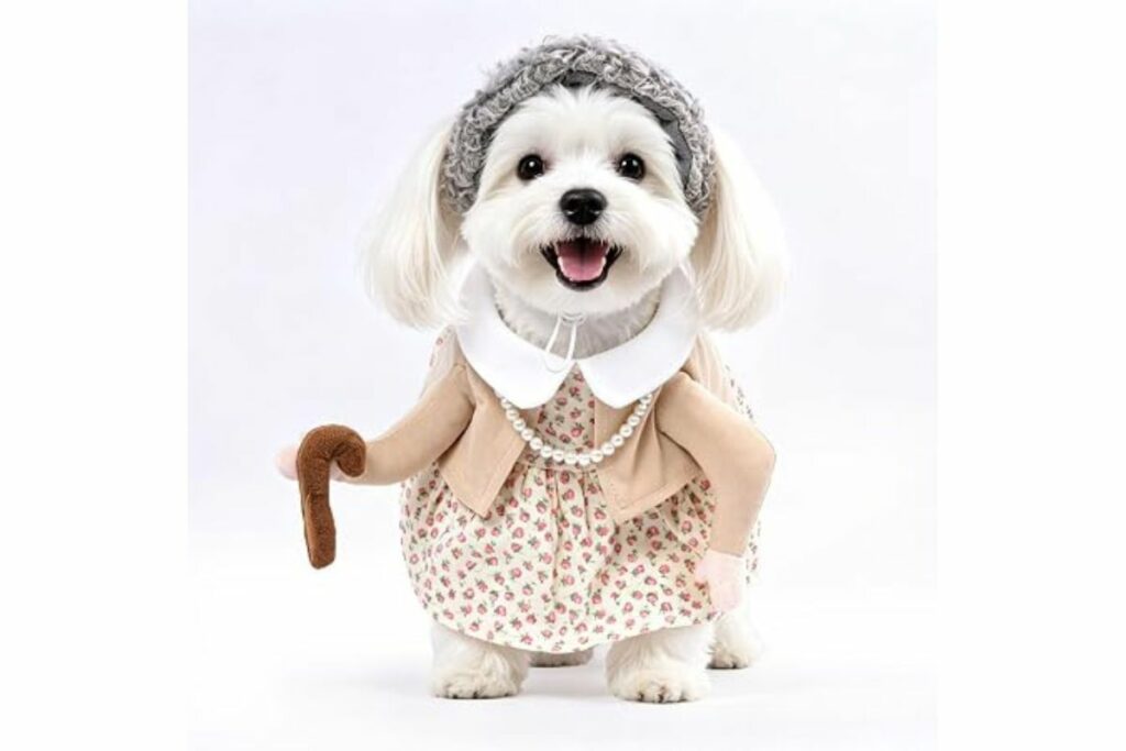 Disfraz de anciana para perro, divertido disfraz de abuela para Halloween, talla S / Amazon