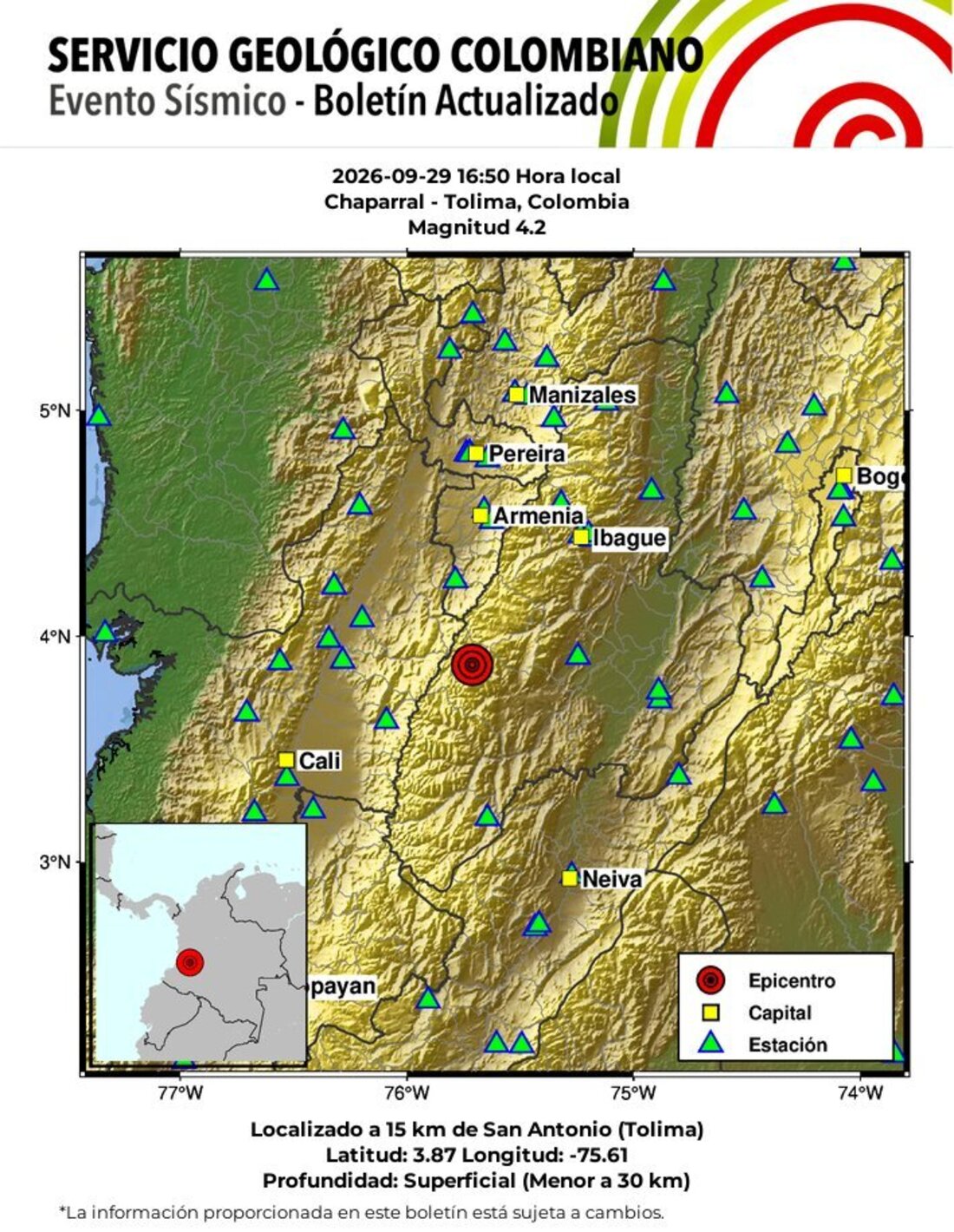 Temblor en Chaparral, el 29 de septiembre de 2026