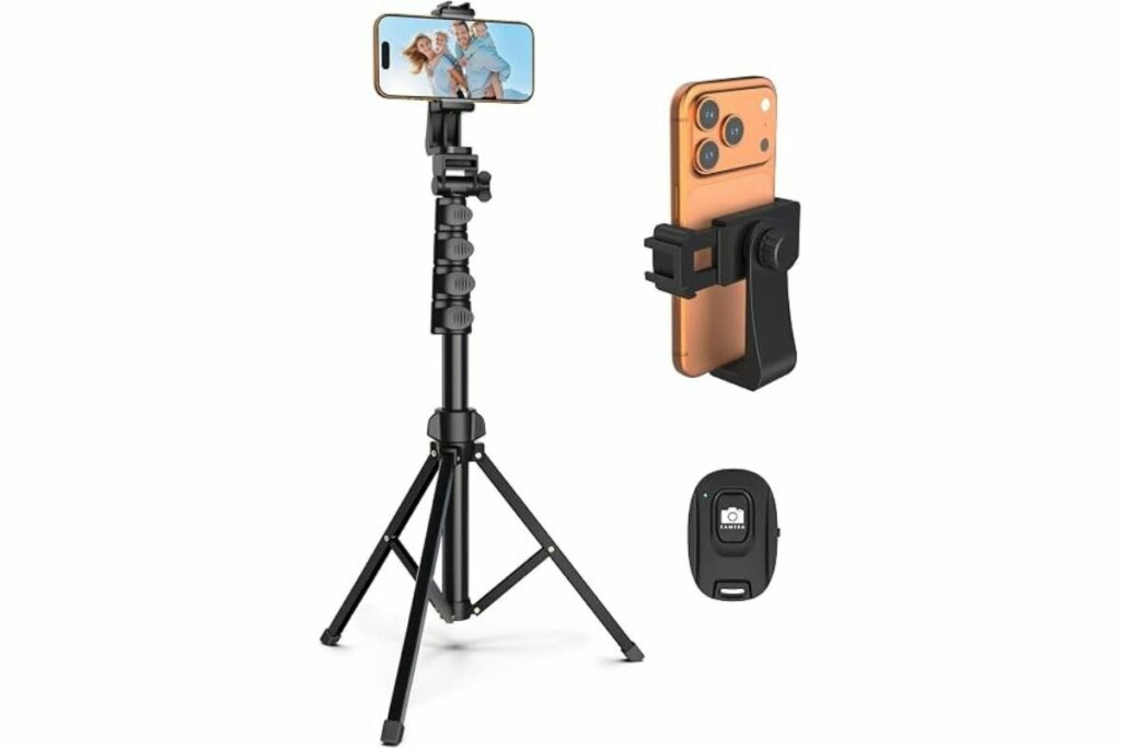 Liphisy Trípode de 64" para teléfono celular y cámara con control remoto / Amazon