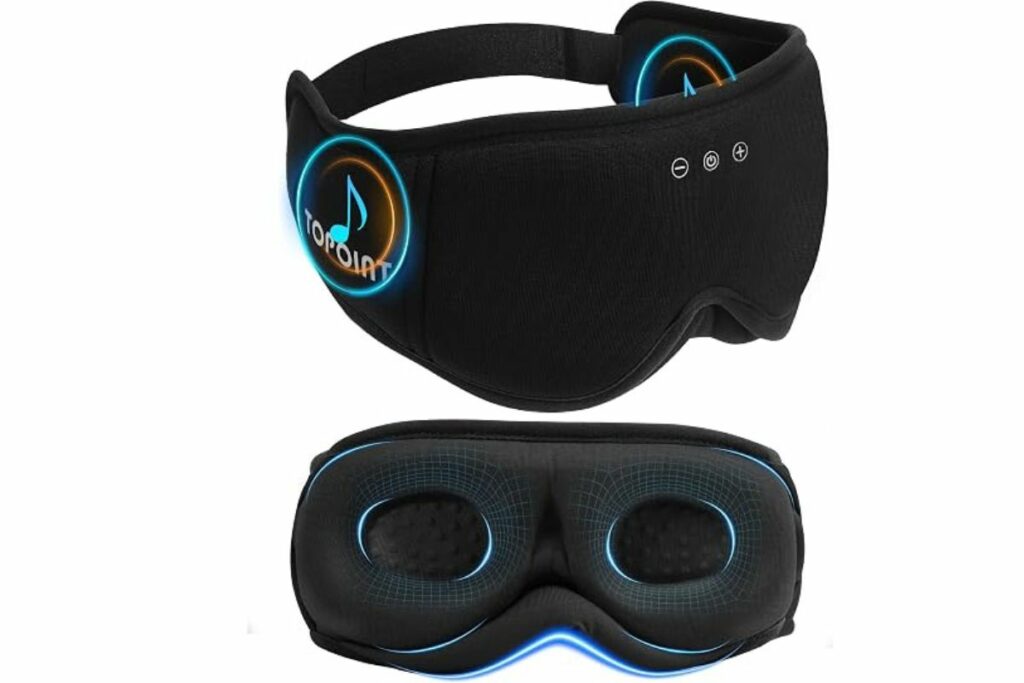 ntifaz para dormir con auriculares Bluetooth 5.4, TOPOINT Máscara para ojos 3D opaca con suave algodón de bambú para personas que duermen de lado, mujeres y hombres, auriculares para dormir / Amazon