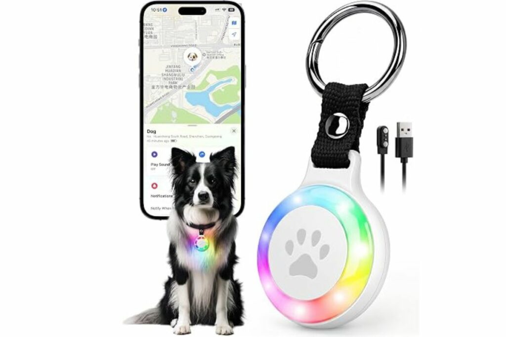 Pet Tracker for Dogs Cats, Location & LED Night Light Tag, No Monthly Fee / Amazon