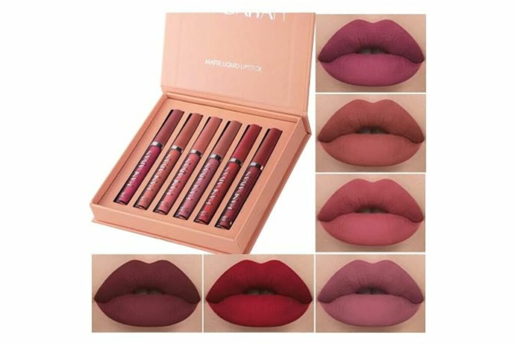 Juego de 6 lápices labiales líquidos mate, líquido mate, de larga duración, antiadherente, no se decolora, impermeable, brillo de labios (juego A) / Amazon