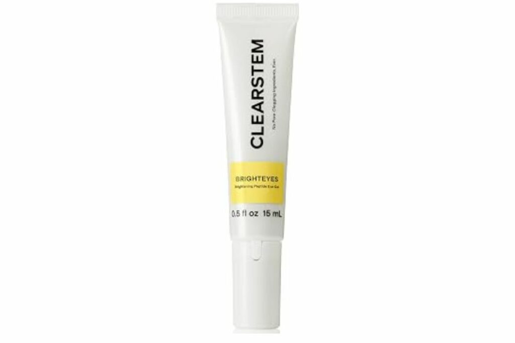 CLEARSTEM BRIGHTEYES - Gel de ojos con péptido, crema antienvejecimiento para patas de gallo, hinchazón, ojeras, péptidos, células madre vegetales y cafeína, aplicador de punta de aleación refrescante / Amazon