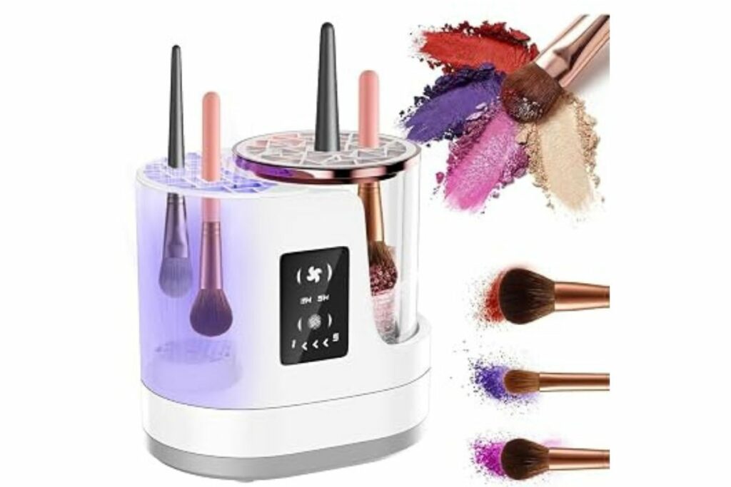 Limpiador de brochas de maquillaje eléctrico 3 en 1, limpiador automático de brochas de maquillaje con secador de brochas de maquillaje, limpieza profunda USB portátil para todo el conjunto de brochas / Amazzon 