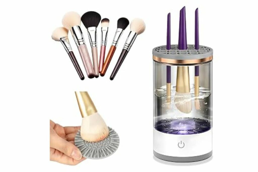 Limpiador de brochas de maquillaje eléctrico, diseño compacto portátil para uso doméstico de viajes, máquina de limpieza de brochas de maquillaje profesional, limpiador automático de brochas  / Amazon