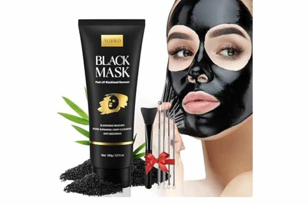 YLNALO Kit de máscara removedor de puntos negros, máscara facial de carbón con cepillo y extractores de espinillas, limpieza profunda para cara, nariz, poros y acné, para todo tipo de piel (3.5 onzas / Amazon