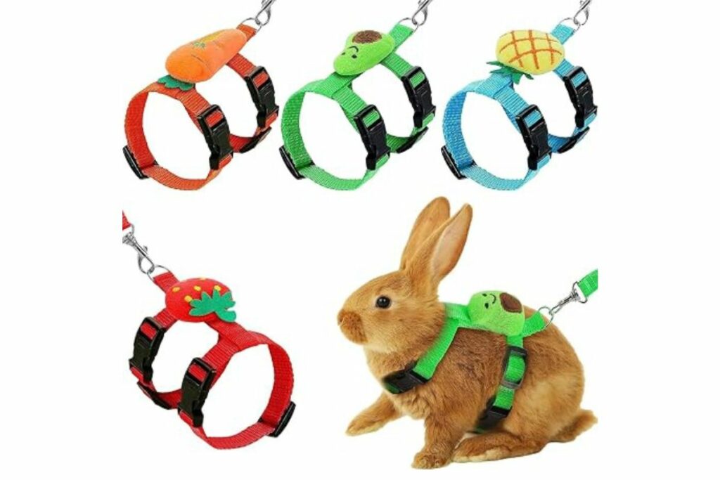 Juego de 4 arnés ajustable de conejo y correa para mascotas pequeñas, arnés de hurón, arnés de conejillo de indias, correa de hurón con decoraciones para conejo, gatito, cachorro, mascotas pequeñas / Amazon