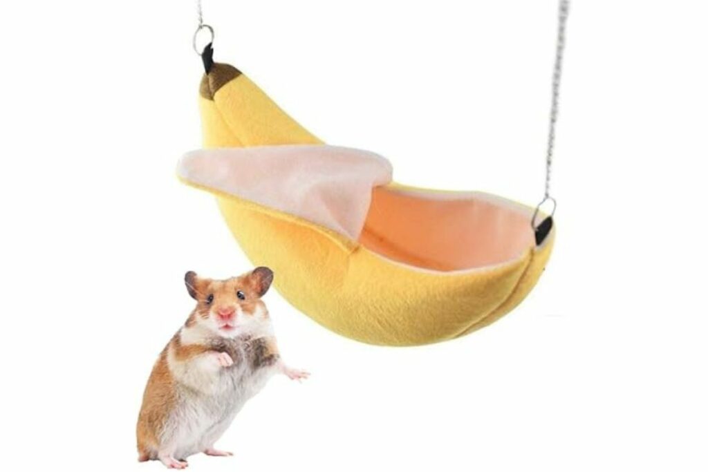 Casa de cama de plátano, hamaca para animales pequeños, casa de cama cálida, nido de jaula para planeador de azúcar, hámster, pájaro pequeño, mascota (banana) / Amazon