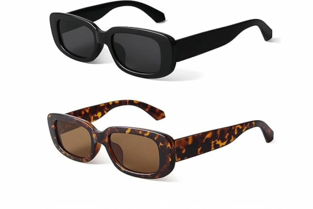 Lentes de sol rectangulares para mujer, lentes de conducción retro, estilo vintage de los años 90, marco cuadrado estrecho, protección UV400 / Amazon