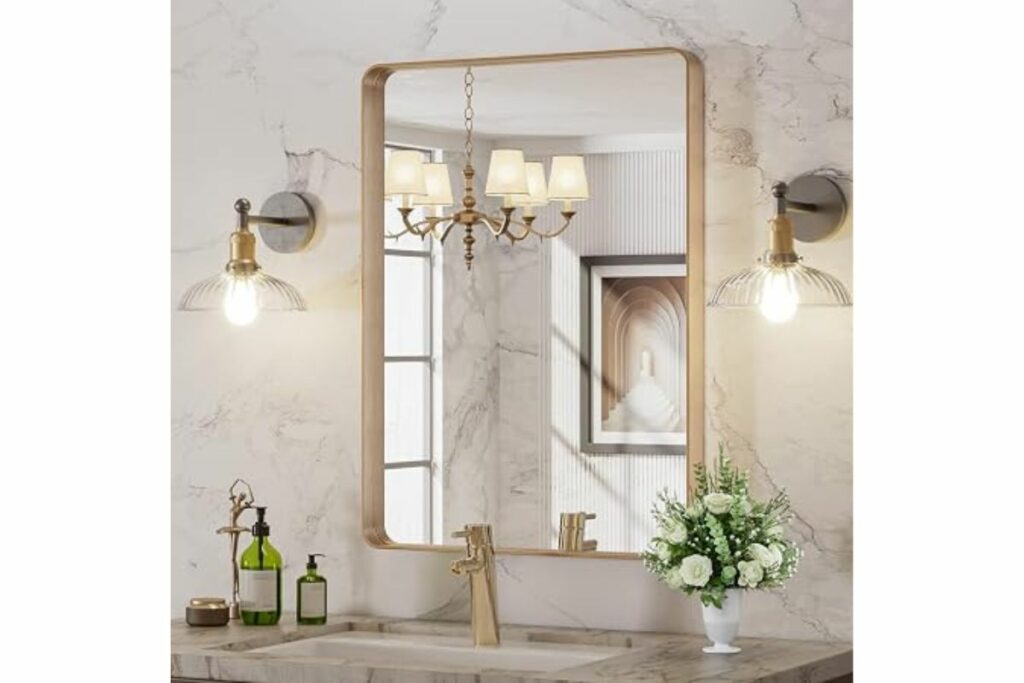 LOAAO Espejo de baño dorado de 22 "X30" / Amazon