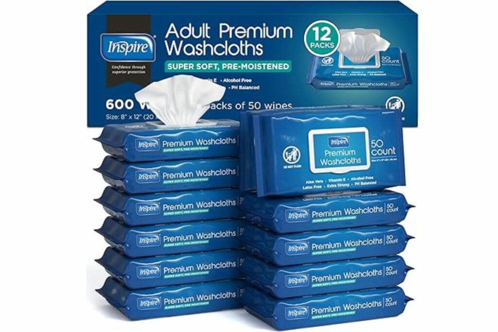 Toallitas húmedas para adultos Inspire, paños de limpieza | Toallitas para adultos para incontinencia y limpieza para personas mayores / Amazon