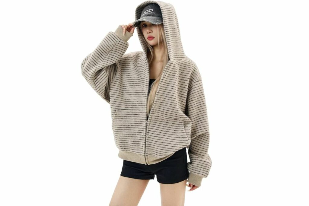 Sudadera con capucha y cremallera para mujer | Capas de primavera / AMazon