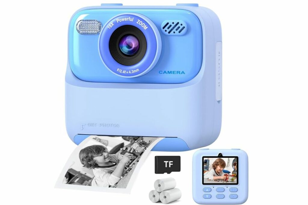Cámaras digitales instantáneas para niños y niñas, cámara digital selfie HD de doble lente 1080P con papel de impresión y tarjeta TF, regalos de cumpleaños de Navidad, juguetes para niños pequeños / Amazon 