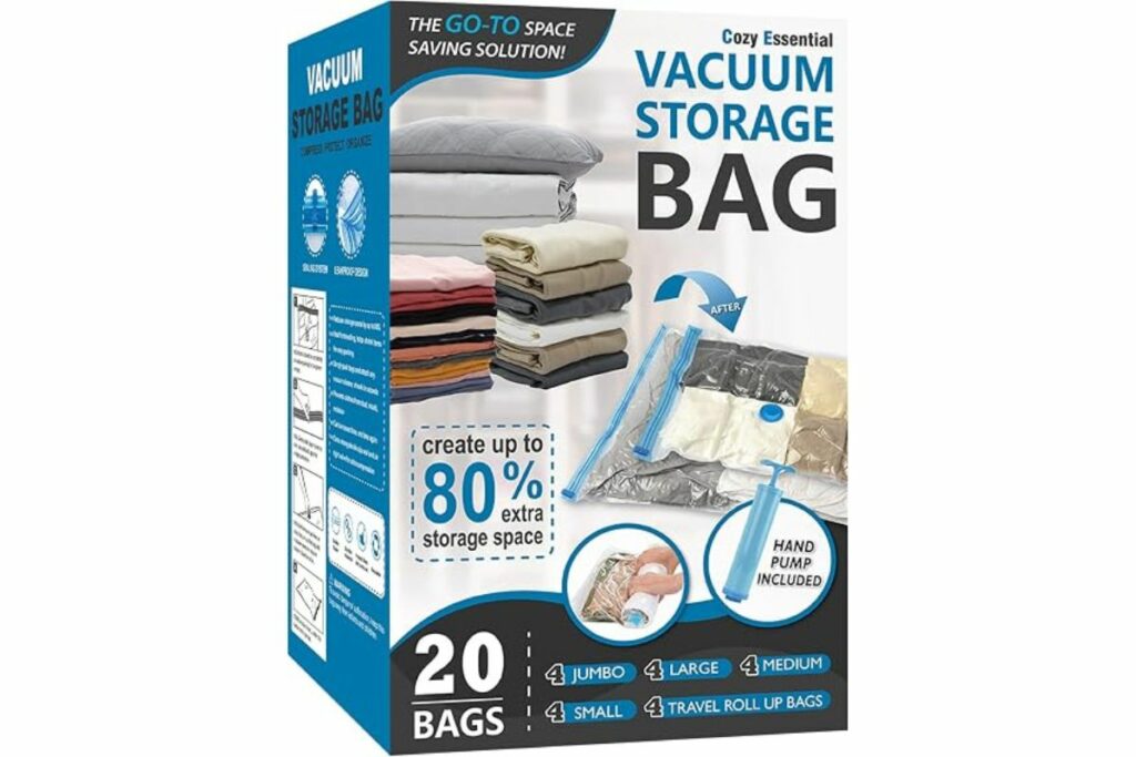 Bolsas de almacenamiento al vacío con bomba de mano, bolsas de ahorro / Amazon 