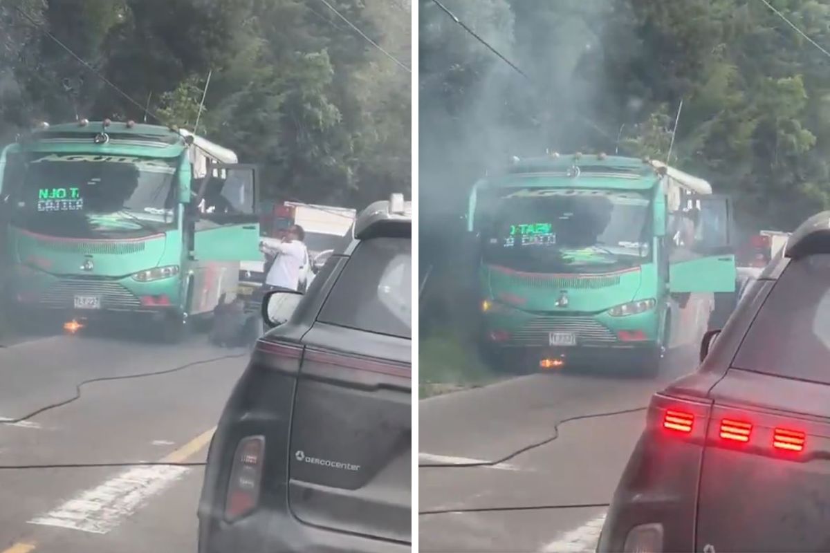 Así quedó el bus al que le cayeron unos cables en la vía Siberia-Tenjo; una persona falleció