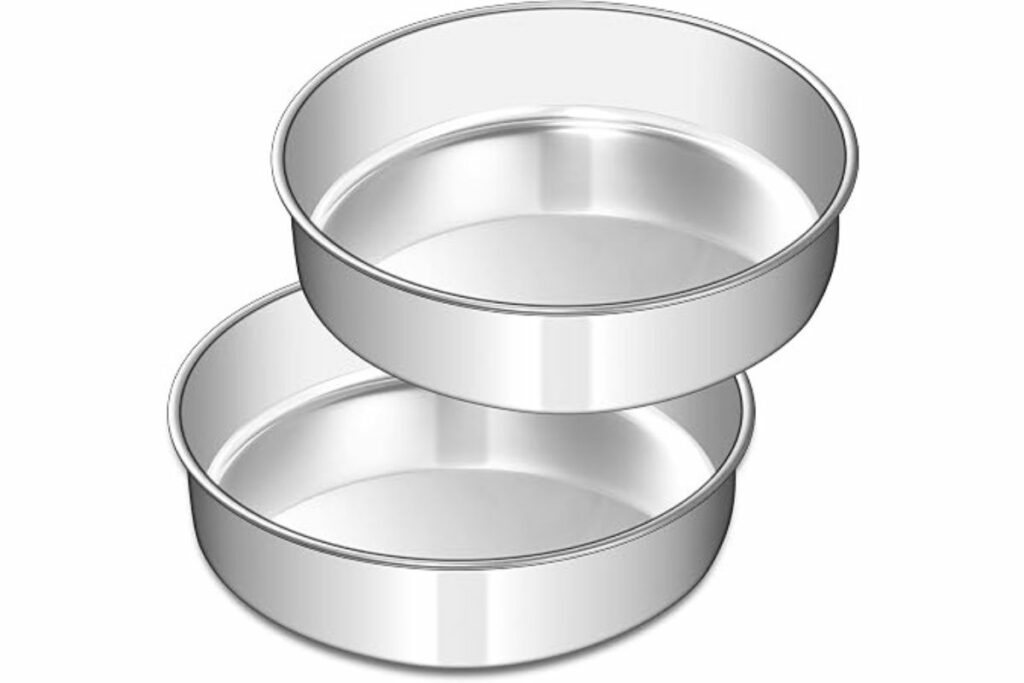 EWFEN Juego de 2 moldes para pasteles de 8 pulgadas, de acero inoxidable, de capa redonda, no tóxico, saludable, a prueba de fugas, fácil de limpiar y apto para lavavajillas / Amazon