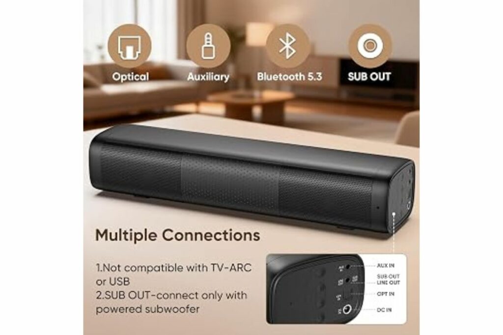 Barra de sonido Saiyin de 11.7 pulgadas, tamaño pequeño y gran potencia, sistema de cine en casa / Amazon