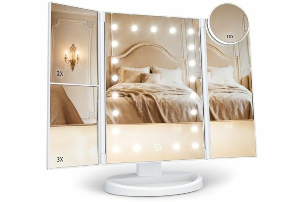 Espejo de tocador con aumento 2X/3X/10X con luz, espejo de / Amazon 