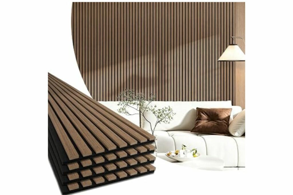 Art3d Paneles de pared de madera acústica de 94.5 x 12.8 pulgadas / Amazon