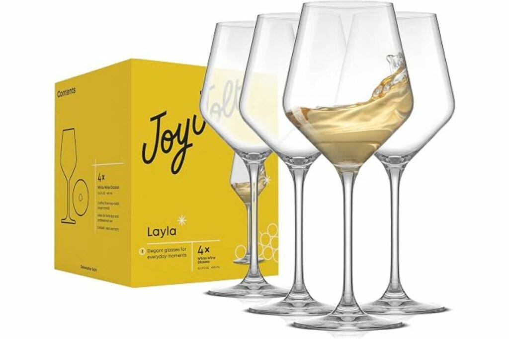 JoyJolt Layla - Copas de vino blanco, juego de 4 copas italianas, 13.5 onzas, transparentes / Amazon