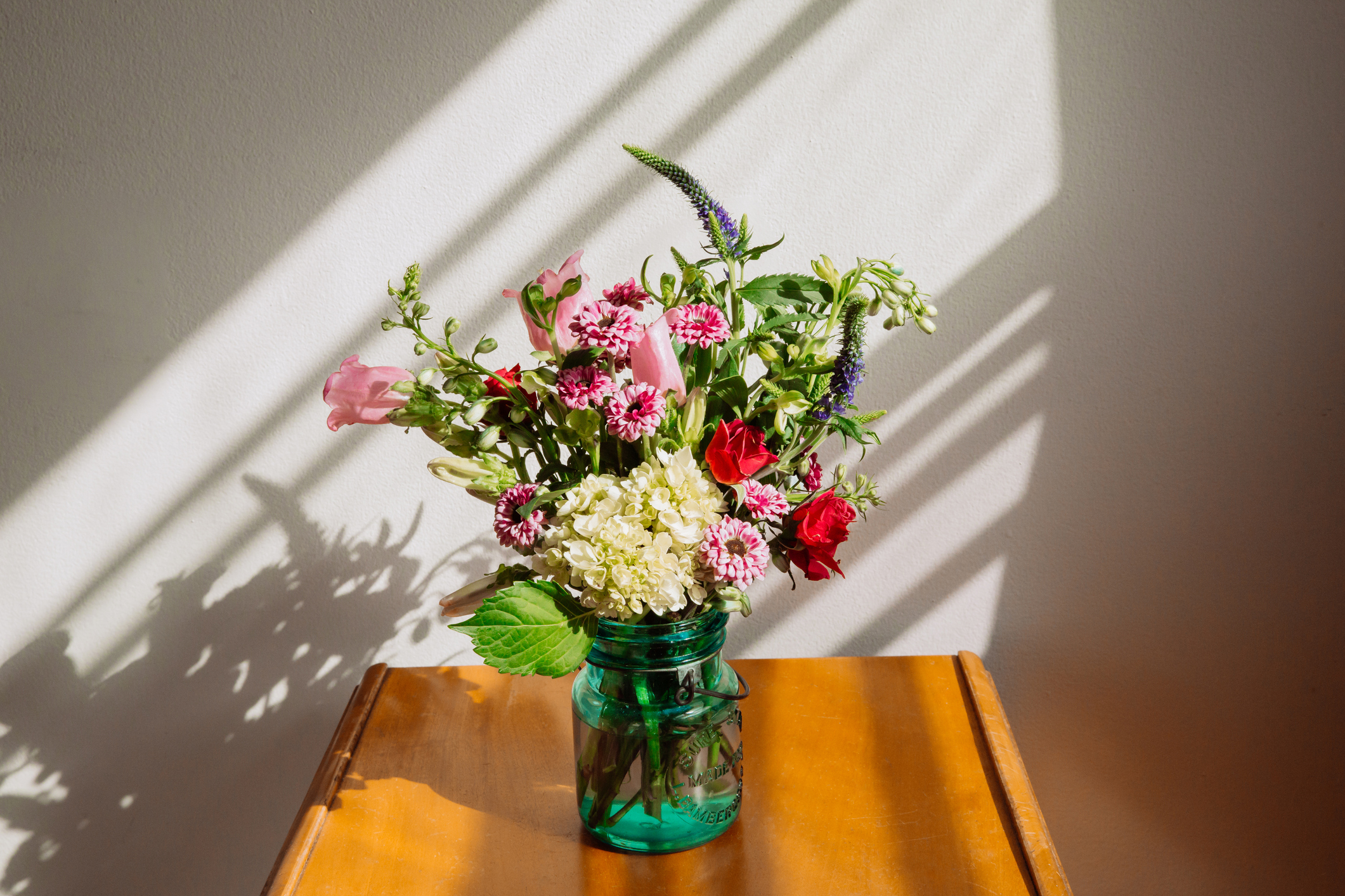 Farmhouse Style Flower Arrangement, Farmhouse Flowers, Hydrangea and Wildflower Bouquet, Shabby Chic Interior, Home Decor, Vintage, Rustic.