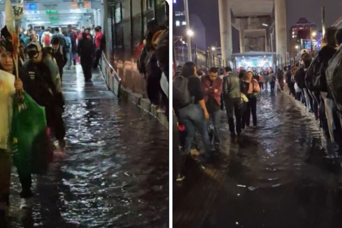 Así se inundó la estación Flores de Transmilenio por aguaceros en Bogotá