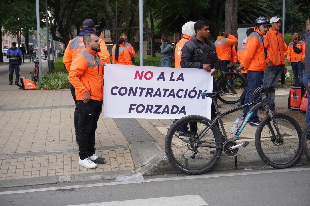 Protesta contra Rappi puso en aprietos a más de uno en la carrera séptima de Bogotá