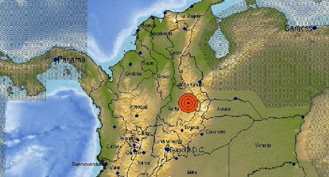 Ubicación del epicentro del sismo en Colombia el 14 de marzo del 2023.