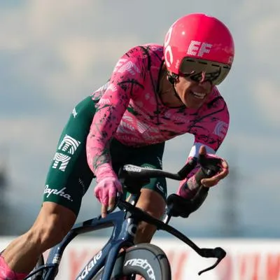 Rigoberto Urán compitiendo a propósito de su regreso a la Vuelta a Cataluña.