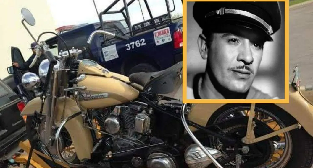 Foto de moto y de Pedro Infante a propósito que Sylvester Stallone intentó comprarle su moto