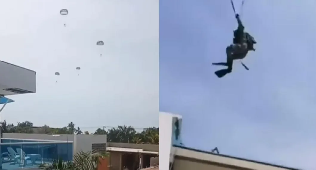 Soldados cayeron en paracaídas en Coveñas, Sucre.