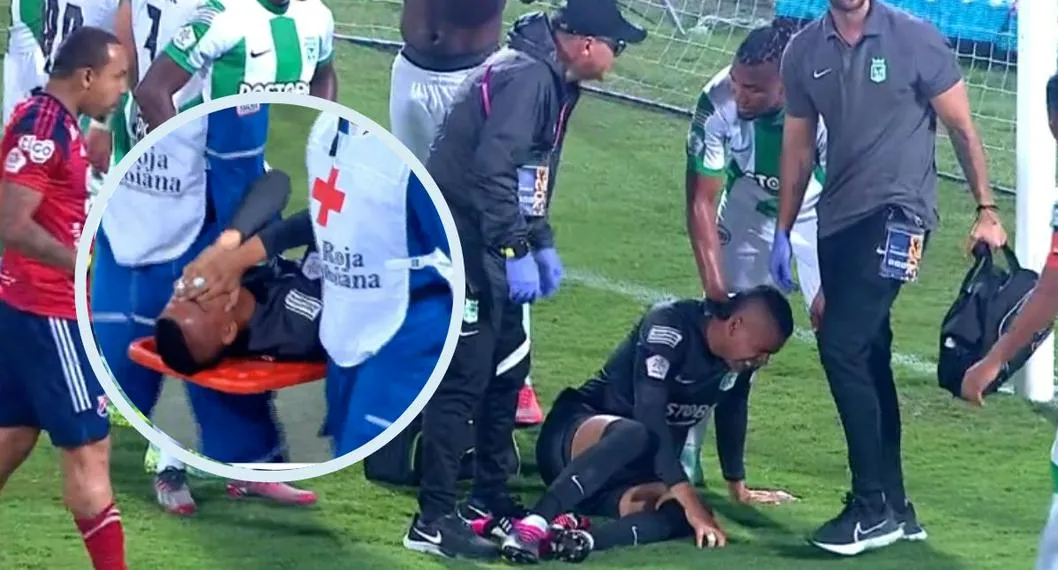 Kevin Mier, arquero de Atlético Nacional, se lesionó al inicio del segundo tiempo del clásico que pierde ante Independiente Medellín.