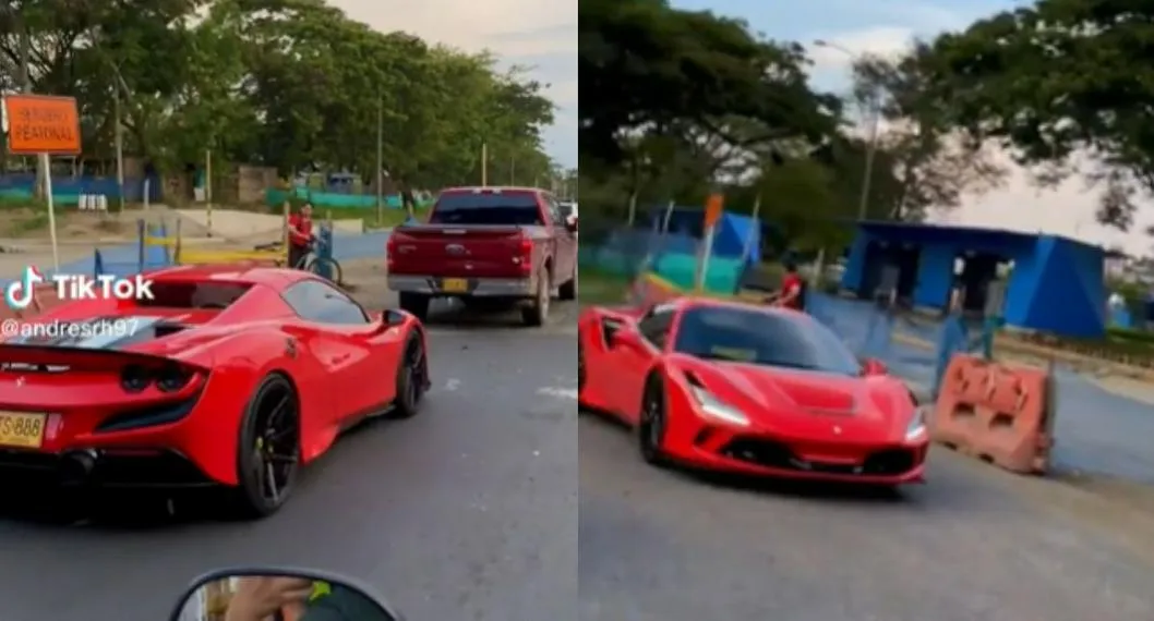 Un Ferrari de más de 1.000 millones de pesos fue visto intentando transitar por una vía de Cali y ya se supo quién sería el dueño.