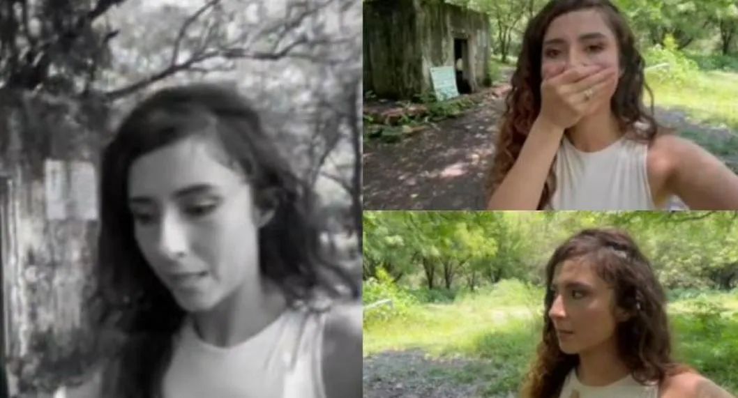 Captura de video de una Tiktoker', a propósito del susto que vivió en Armero por un fantasma que la habría seguido y tocado.