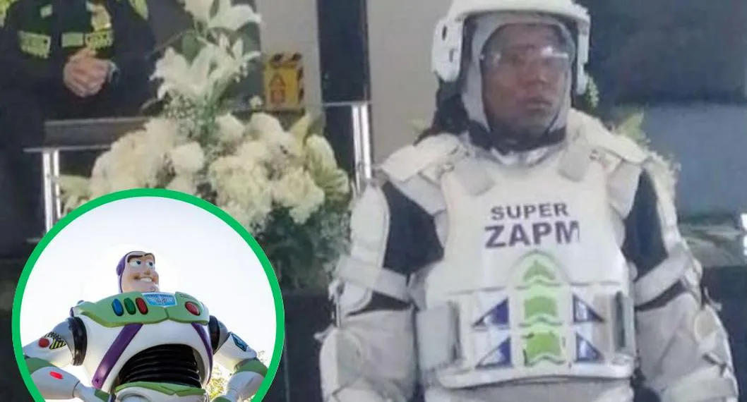 Foto de Súper ZAPM, superhéroe que inventó la Policía Nacional, para ilustrar artículo sobre el Buzz Ligthyear colombiano.