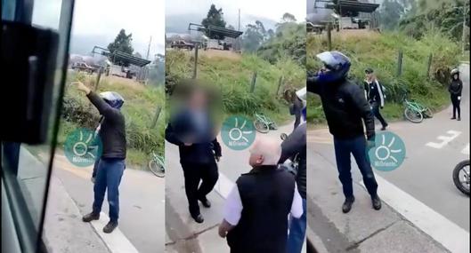 En vía Medellín–Bogotá, conductor de bus y motociclista se fueron a los golpes