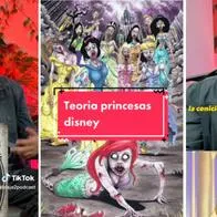 Tiktoker de 'malviada2' en pódcast ilustra nota sobre su teoría de los problemas mentales de las princesas de Disney. 