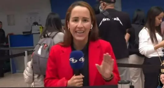Érika Zapata sacó nueva frase en Noticias Caracol en informe desde aeropuerto.