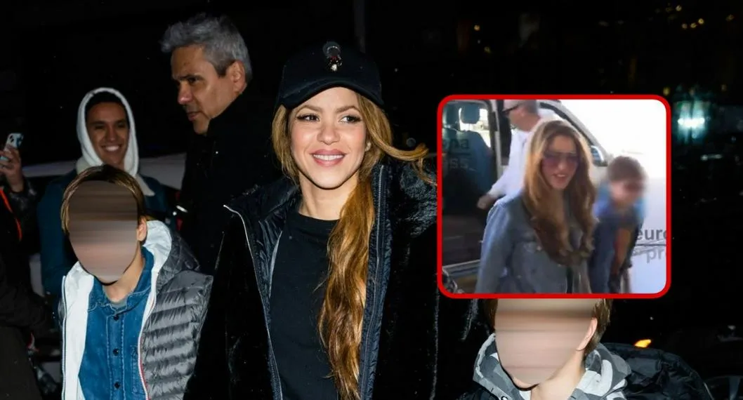 Shakira y sus hijos Milan y Sasha, a propósito de su salida de Barcelona.